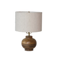 Round Mango Wood Table Lamp