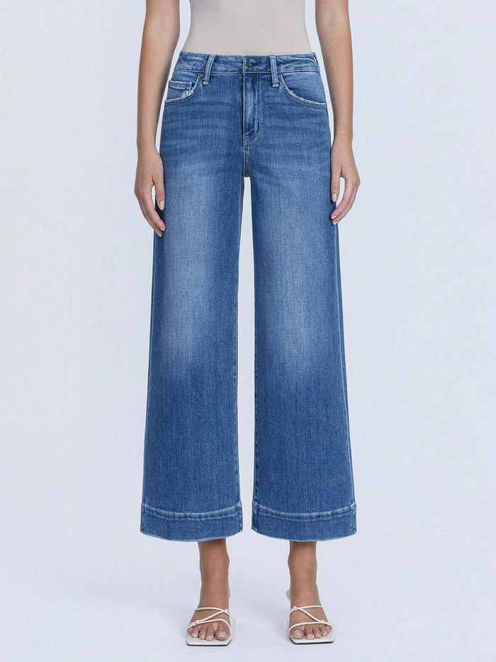 Rya High Rise Cropped Wide Leg Hem Jeans