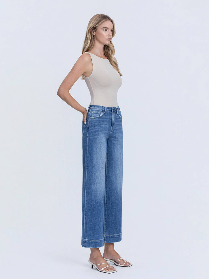 Rya High Rise Cropped Wide Leg Hem Jeans
