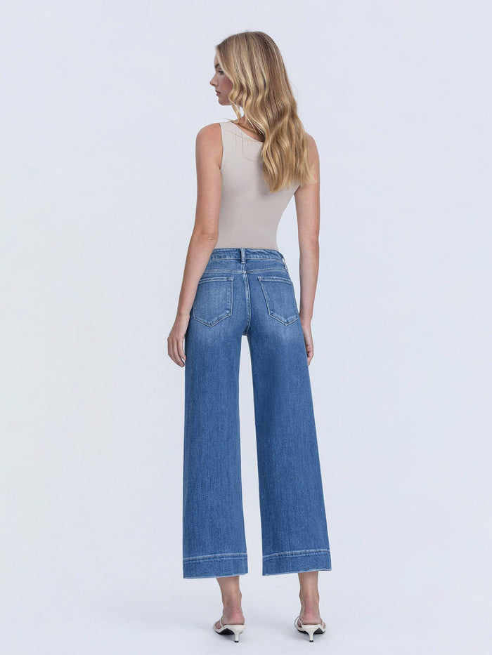 Rya High Rise Cropped Wide Leg Hem Jeans