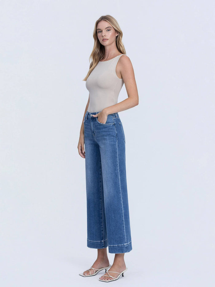 Rya High Rise Cropped Wide Leg Hem Jeans