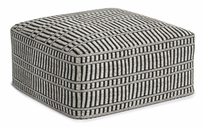 Black and White | Safford Square Woven Outdoor/ Indoor Pouf