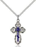 Saint Olga Cross medal 0256E1 with blue enamel, Sterling Silver