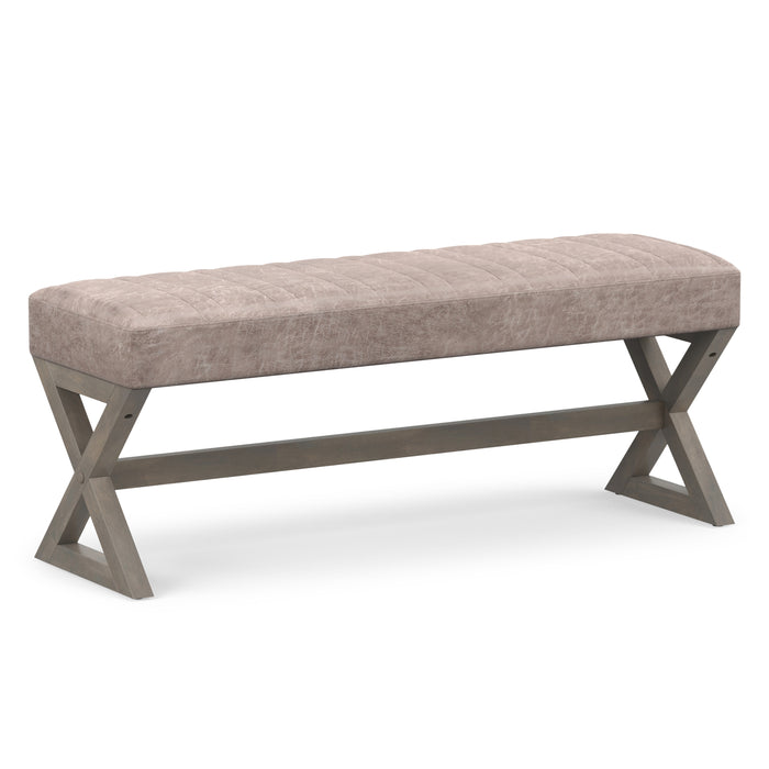 Distressed Grey Taupe Distressed Vegan Leather | Salinger Ottoman Bench