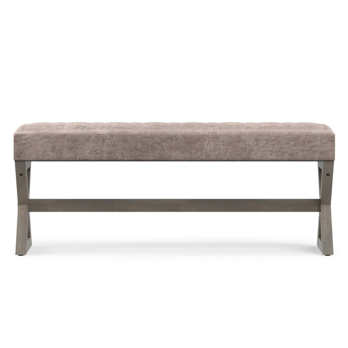Distressed Grey Taupe Distressed Vegan Leather | Salinger Ottoman Bench