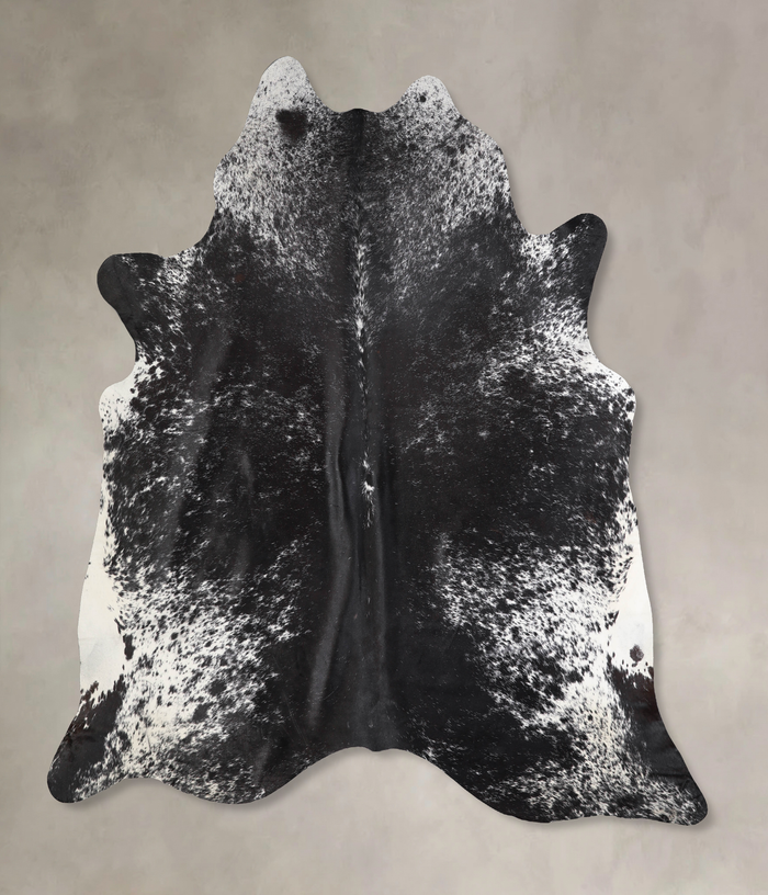 Salt and Pepper Black Cowhide Rug #A34254