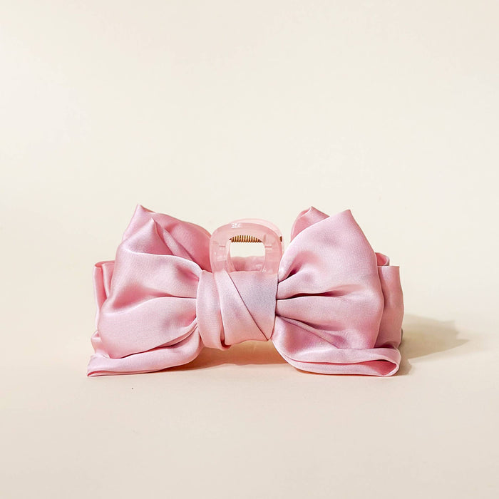 Satin Bow Claw Clip- Blush