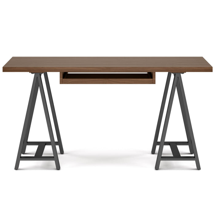 Sawhorse Solid Walnut Veneer and Metal Desk