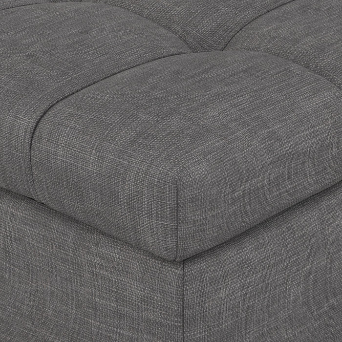 Slate Grey Linen Style Fabric | Saxon Storage Ottoman Bench