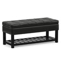 Midnight Black Vegan Leather | Saxon Storage Ottoman Bench