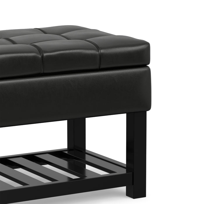 Midnight Black Vegan Leather | Saxon Storage Ottoman Bench