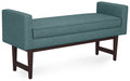 Smoky Teal Linen Style Polyester | Scott Ottoman Bench