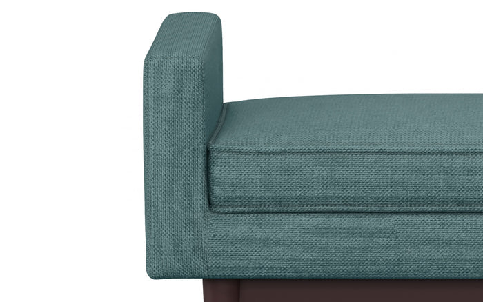 Smoky Teal Linen Style Polyester | Scott Ottoman Bench