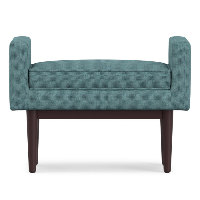 Smoky Teal Linen Style Polyester | Scott Small Ottoman Bench
