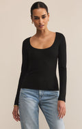 Second Skin Scoop Neck Top in Black by Z Supply