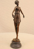 Semi Nude Roman Princess Genuine Bronze Marble Sculpture Figurine Statue Figure