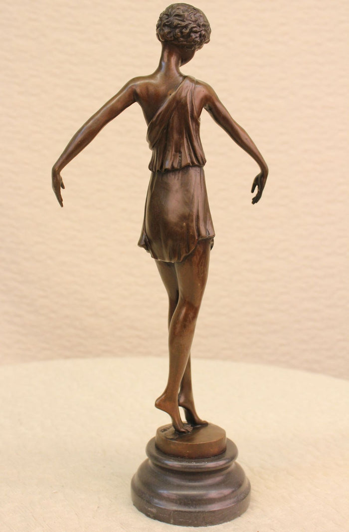 Semi Nude Roman Princess Genuine Bronze Marble Sculpture Figurine Statue Figure