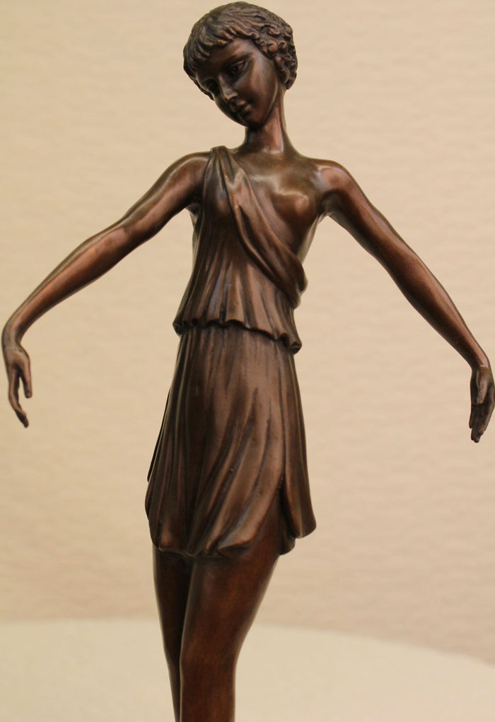 Semi Nude Roman Princess Genuine Bronze Marble Sculpture Figurine Statue Figure
