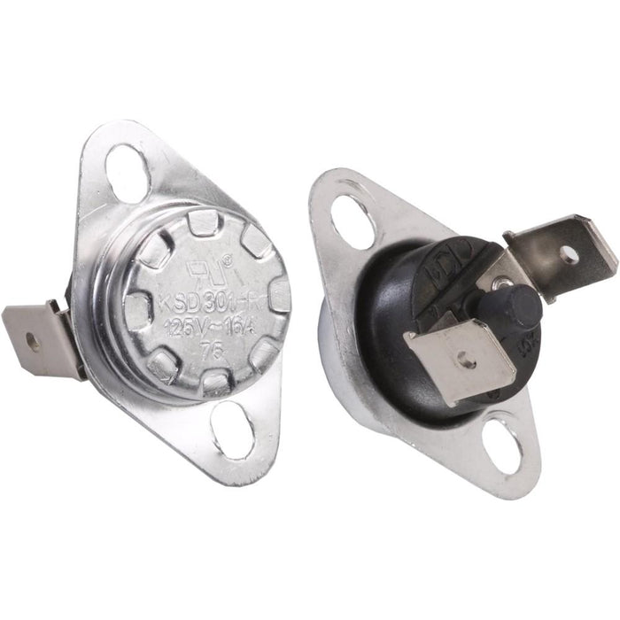 Left side heat sensor with metal mounting plate and electrical connectors isolated on white background