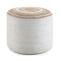 White/Natural | Serena Round Braided Pouf