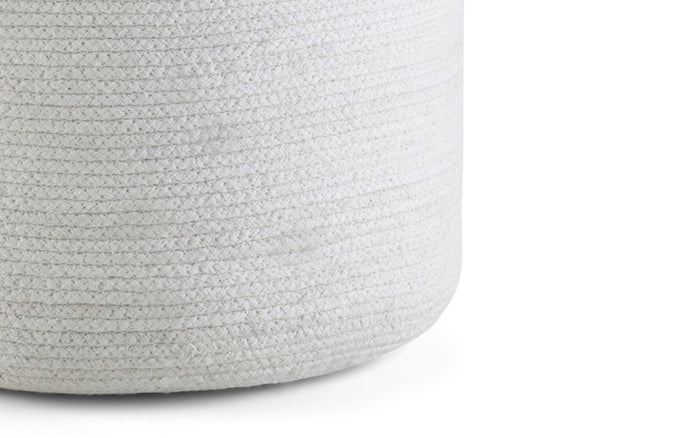White/Natural | Serena Round Braided Pouf
