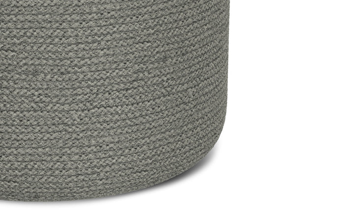 Dove Grey | Serena Round Braided Pouf