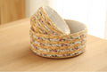 Set of 2, Round Woven Straw Basket with Lining, Storage Basket, Round Basket-Paintingforhome