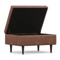 Distressed Saddle Brown Distressed Vegan Leather | Shay Mid Century Small Square Coffee Table Storage Ottoman