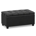 Distressed Black Distressed Vegan Leather | Sienna Storage Ottoman in Distressed Vegan Leather