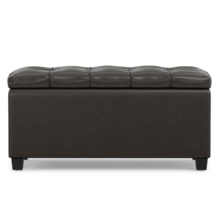 Tanners Brown Vegan Leather | Sienna Storage Ottoman in Vegan Leather