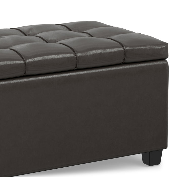 Tanners Brown Vegan Leather | Sienna Storage Ottoman in Vegan Leather