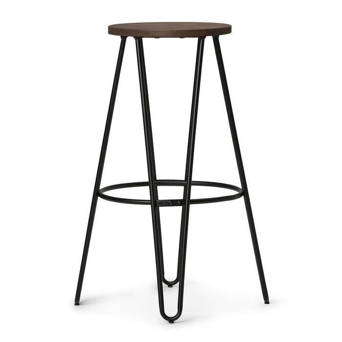 Cocoa Brown  | Simeon 30 inch Metal Bar Stool with Wood Seat