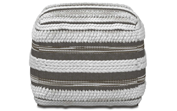 Sommer Square Pouf in Natural and Taupe Grey