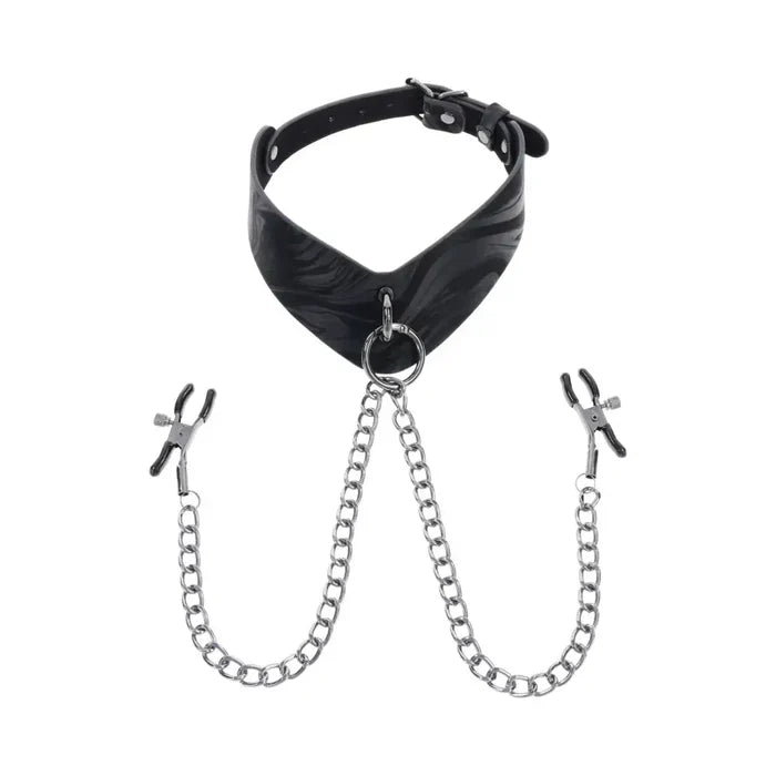 Sportsheets® Velvet Noir Collar & Removable Clamps - Rolik®