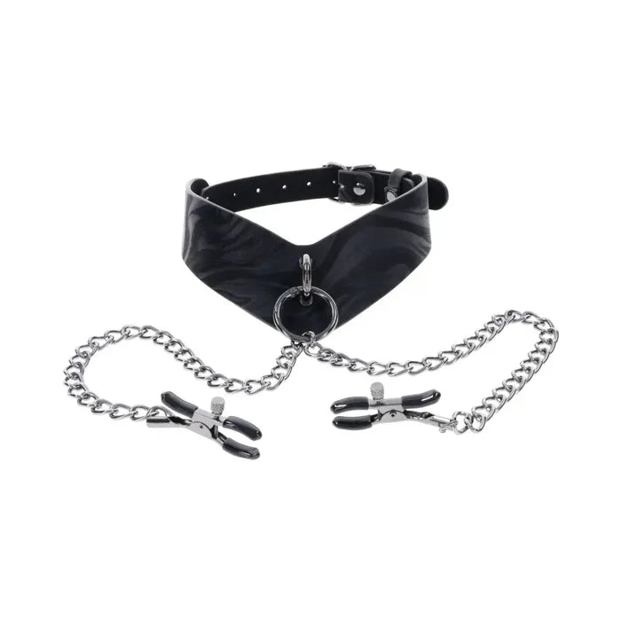 Sportsheets® Velvet Noir Collar & Removable Clamps - Rolik®