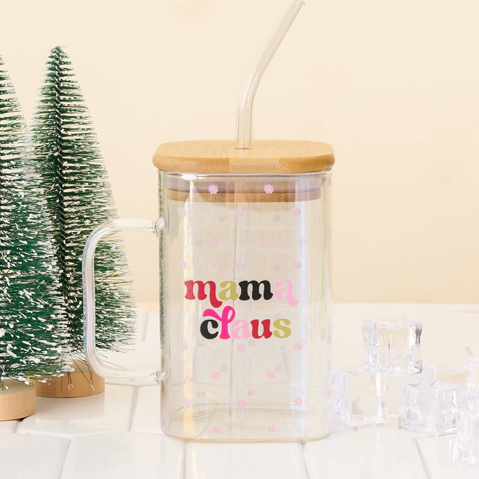 Square Glass Cup-Mama Claus