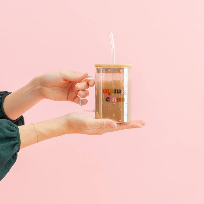 Square Glass Cup-Mama Claus