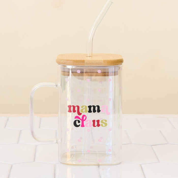Square Glass Cup-Mama Claus