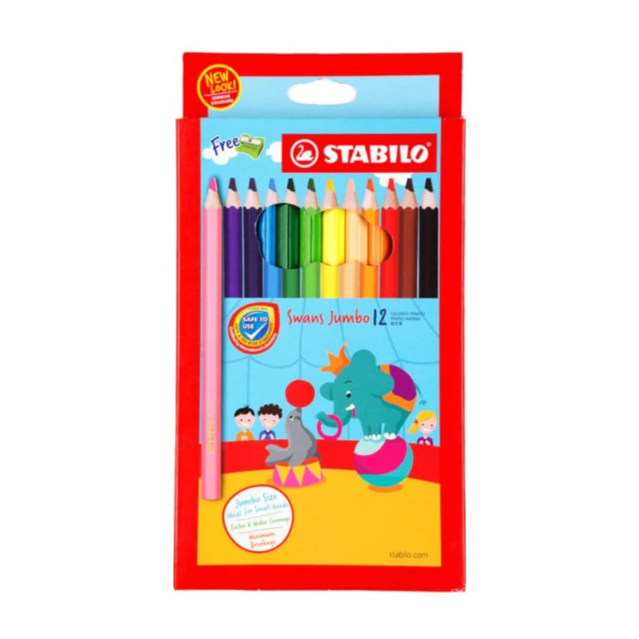 Stabilo Swans Jumbo Colour Pencils, 12 Colours