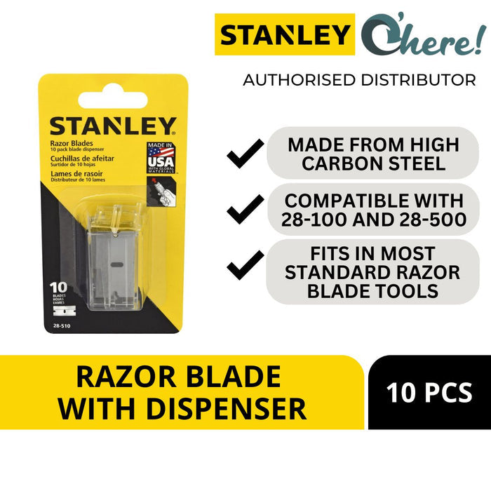 Stanley 28-510 Razor Blade With Dispenser, 10 Blades