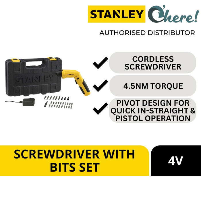 Stanley 4V Screwdriver With Bits Set (30 Pieces) SCS4K-B1