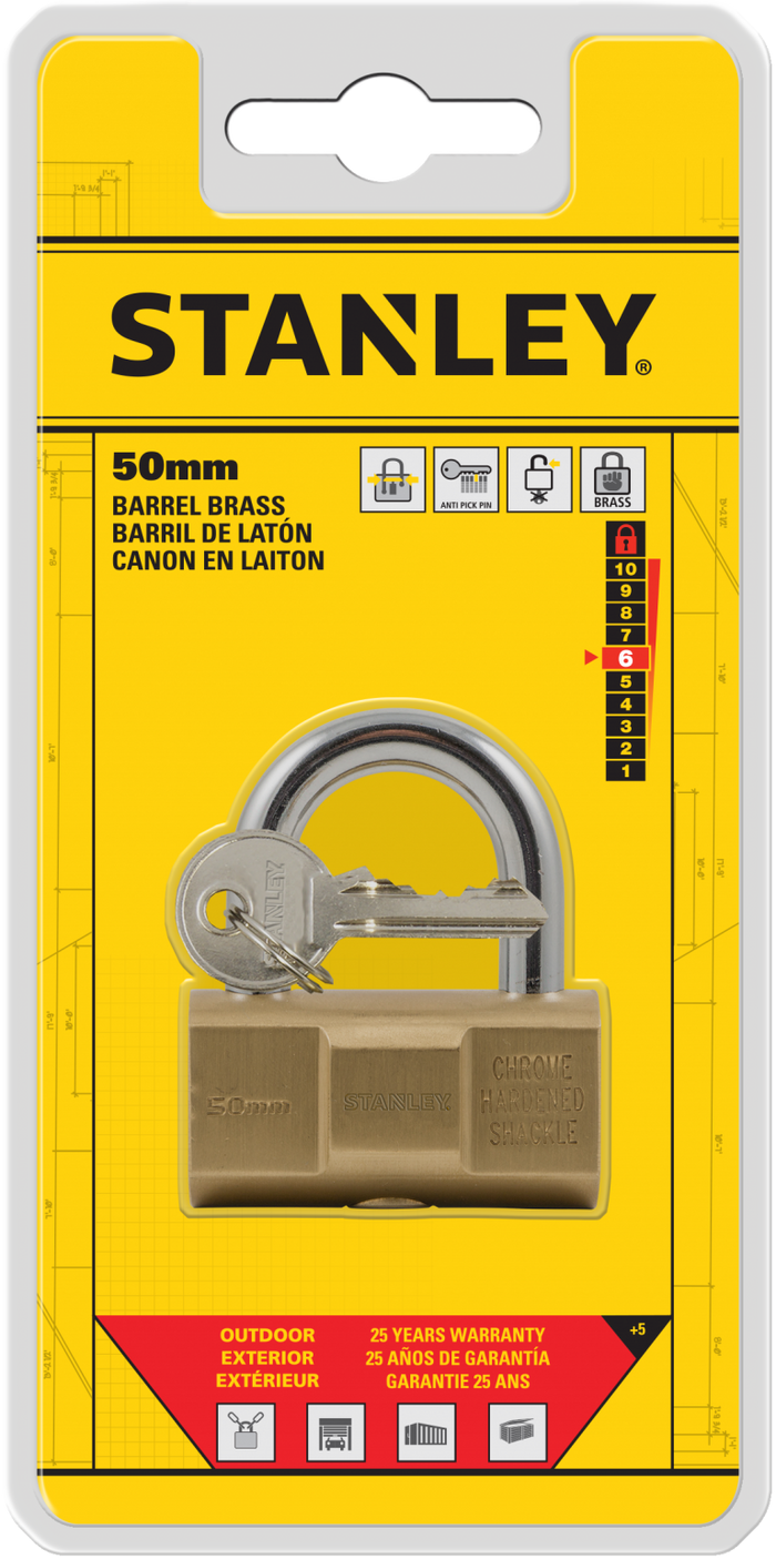 Stanley Barrel Brass Padlock 30mm/ 40mm/ 50mm/ 70mm