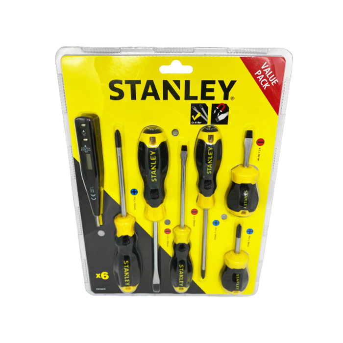Stanley Cushion Grip Screwdriver 6 Pcs Set with Bonus Tester