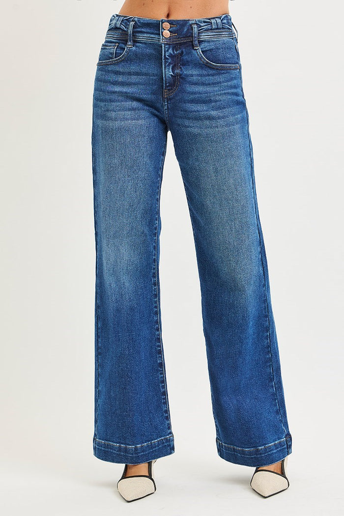 Stephanie High Rise Wide Leg Jeans with Tummy Control