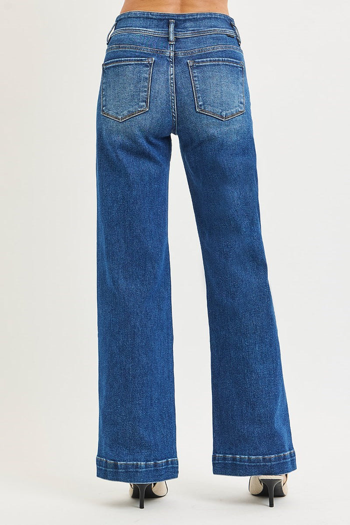 Stephanie High Rise Wide Leg Jeans with Tummy Control