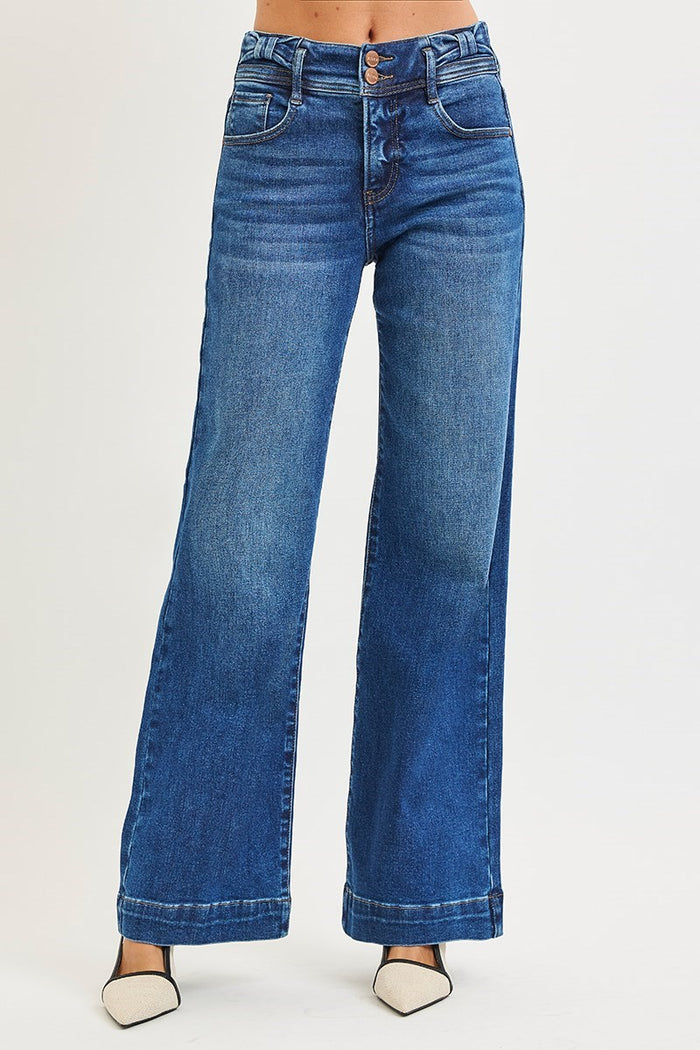 Stephanie High Rise Wide Leg Jeans with Tummy Control