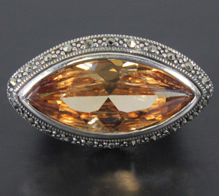 Sterling Silver Topaz Marquise Cut Ring Size 8
