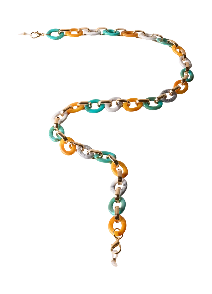 Sunglasses Chain - Links in Mustard/White/Turqoise