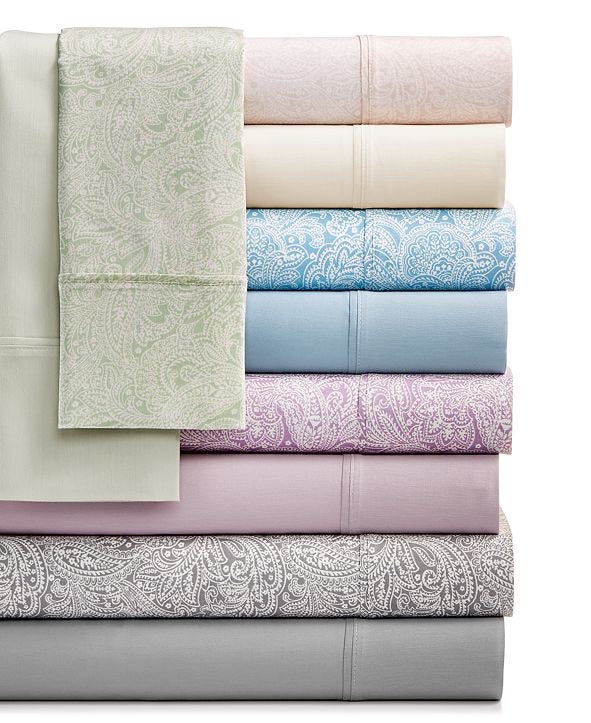 Sunham Bari 4-Pc King Sheet Set, 300 Thread Count Cotton Blend.