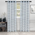 Superior Semi-Sheer Quatrefoil Printed Curtain Panels, Set of 2, light blue